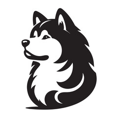 Obraz premium Akita silhouette black and white vector icon