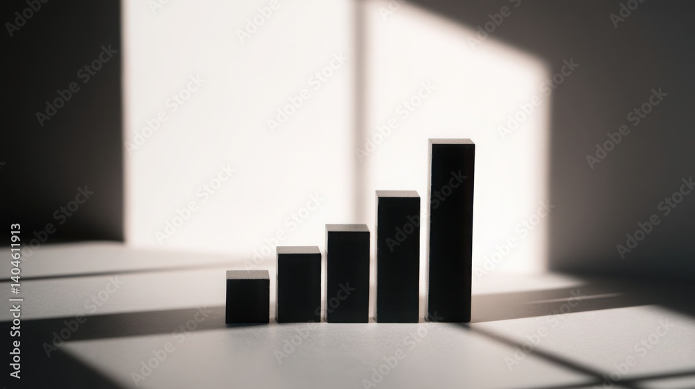 Poster intriguing shadow of bar graph formed by spotlight on wall representing data visualization and busin