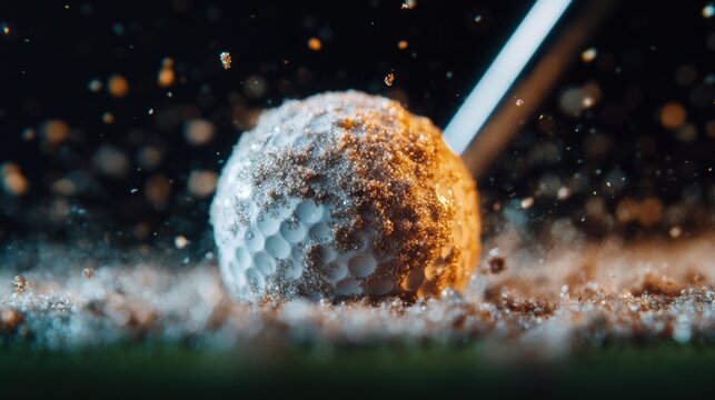 Immersive Golf Tech Visualization High-Fidelity Simulation Capturing Dynamic Ball Precision with Cinematic Lighting - Next-Gen Sports Training Innovation