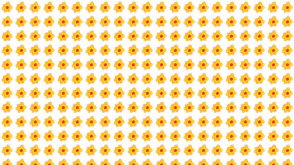 Seamless Pattern of Yellow Flowers with Pink Centers on a White Background