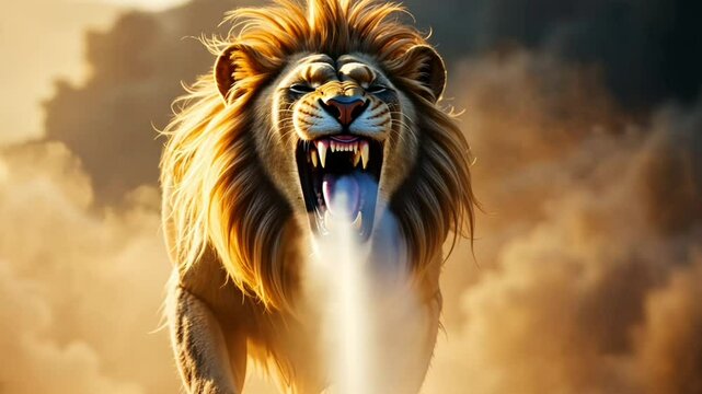 Lion roaring animal wildlife nature predator feline mammal africa safari wildcat anger power 4k videos 