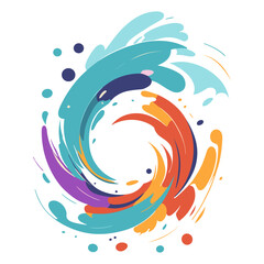 Colorful swirling shapes in abstract design resembling water waves. Creative and modern multicolored illustration ideal for print, backdrop, web design, decoration element.