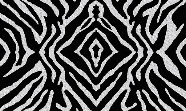 Elegant Black White Zebra Stripes Pattern Seamless Textile Design Trendy Fashion Fabric Print Background High Resolution Texture Repeat Monochrome    
