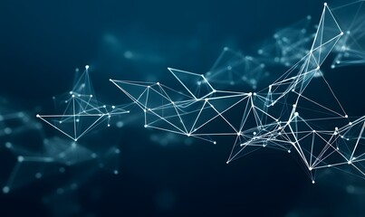 Abstract Network Digital Technology Background Modern Plexus White Lines Dark Blue Elegant Geometric Design Futuristic Connection 