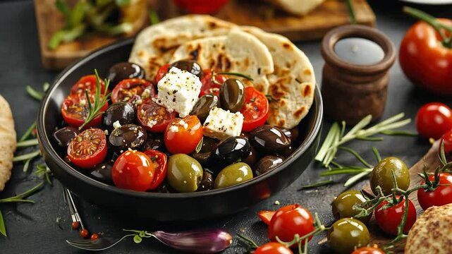 Mediterranean Salad with Flatbread