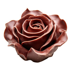 Chocolate rose flower sculpture isolated on transparent background