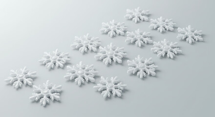 Serene Snowflakes: Minimalist 3D Render AI Generated