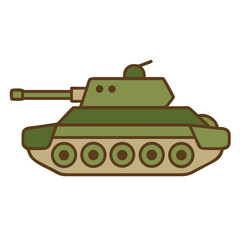 Tank illustration in a simple style with green colors  