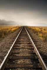 Fototapeta premium Train track in the mist