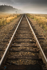 Fototapeta premium Train track in the mist