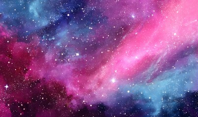 Naklejka premium Pink and Blue Nebula Space Background