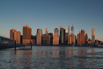 New York manhattan skyline at sunrise