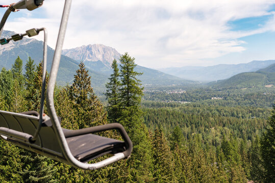 Chairlift view of Mount Hosmer and Fernie, British Columbia