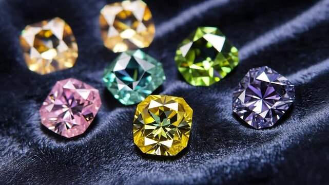 Colorful gemstones on velvet
