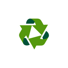 Obraz premium triangle recycle leaf logo icon design, ecology save icon arrow