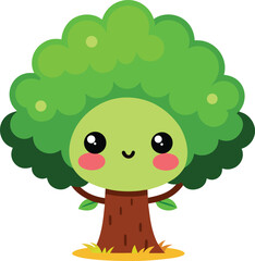 Cute Kawaii Tree with Face