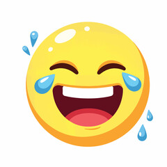 Fototapeta premium Joyful laughing emoji with tears on white background, symbol of happiness
