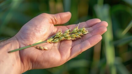 Wheat Ear in Hand, Close-up