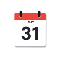Fototapeta premium Simple May 31st calendar illustration on white background, clarity