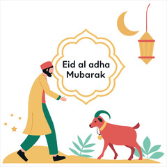 eid al adha mubarak Arabic man with goat abstract vector illustration design
