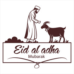 eid al adha mubarak Arabic man with goat abstract vector illustration design