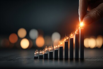 Business growth strategies financial market graph visualization nighttime close-up optimizing performance for success