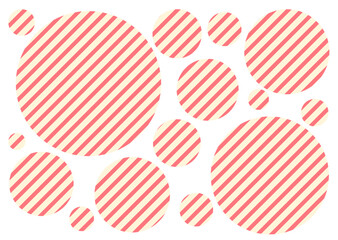 ピンクと淡い黄色のストライプ模様の円・丸(ベクターイラスト)