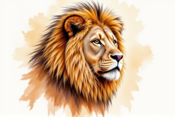 Obraz premium Majestic lion portrait digital art wildlife artistic environment close-up symbol of strength and courage
