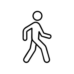 pedestrian zone icon in minimalist style, black outline, transparent background
