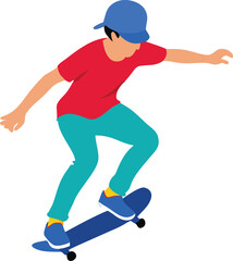 Cute Cartoon Boy on Skateboard Vector – Fun Skating Illustration for Kids Stickers, Shirts & Decor