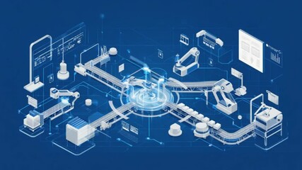 Duotone graphic of smart factory conceptual abstract - Powered by Adobe