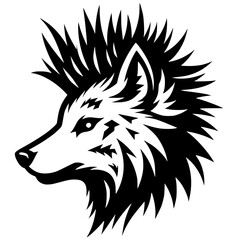 Punk style wolf portrait silhouette