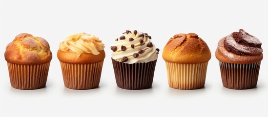 Cranberry muffin dessert food set on white background