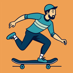 Obraz premium Cute Cartoon Boy on Skateboard Vector – Fun Skating Illustration for Kids Stickers, Shirts & Decor
