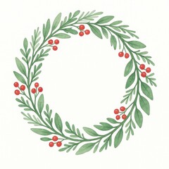 Obraz premium Elegant christmas wreath adorned with bright red berries and lush green leaves bringing holiday spirit to your door