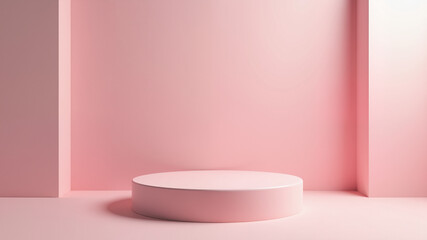 minimal pastel color product display podium pink background. 3d scene rendering