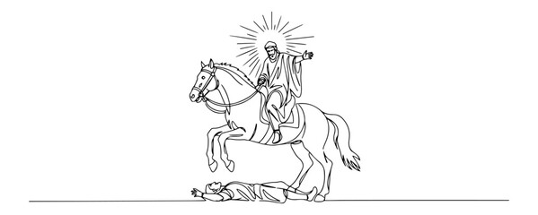 holy rider with sword and halo modern simplistic black contour artwork