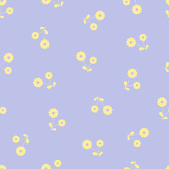 Cute floral seamless pattern with flowers and branches. Wildflower vector illustration in spring or summer. Elegant template for fabric, wallpaper, stationery, wrapping, card, and phone cases.