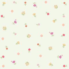 Cute floral seamless pattern with flowers and branches. Wildflower vector illustration in spring or summer. Elegant template for fabric, wallpaper, stationery, wrapping, card, and phone cases.