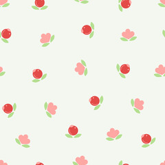 Cute floral seamless pattern with flowers and branches. Wildflower vector illustration in spring or summer. Elegant template for fabric, wallpaper, stationery, wrapping, card, and phone cases.