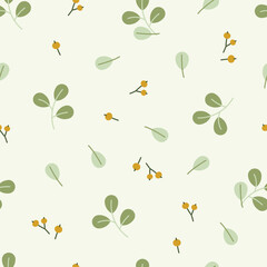 Vector Christmas holly berries and leaves seamless pattern background with hand-drawn elements. Xmas greeting card and design for fabric, scarves, scrapbooks, wrapping paper, and textiles.