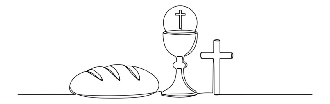 continuous line art communion elements clip art preview