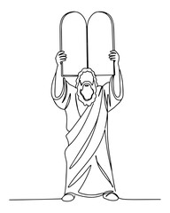 moses holding tablets of commandments minimalist contour drawing