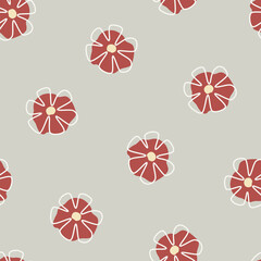 Cute floral seamless pattern with flowers and branches. Wildflower vector illustration in spring or summer. Elegant template for fabric, wallpaper, stationery, wrapping, card, and phone cases.