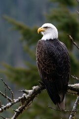 Majestic eagle perched on a branch in nature