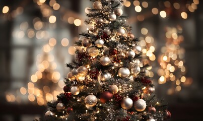 Festive Christmas Tree with Warm Lighting