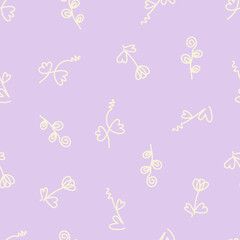 Cute floral seamless pattern with flowers and branches. Wildflower vector illustration in spring or summer. Elegant template for fabric, wallpaper, stationery, wrapping, card, and phone cases.