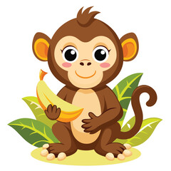 monkey with a bananna vector 