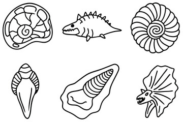 fossil line art depicting ancient fossilized remains.