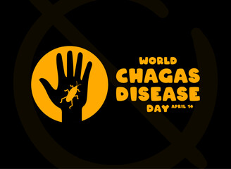 World Chagas Disease Day. April 14. Black background. Banner, card, background.